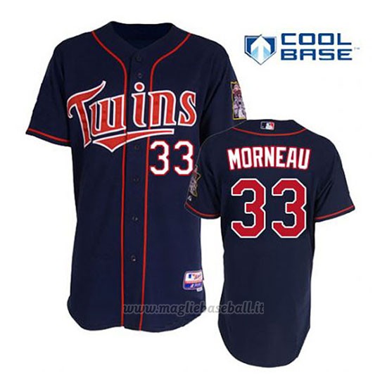 Maglia Baseball Uomo Minnesota Twins Justin Morneau 33 Blu Blu Alterner 1ªCool Base